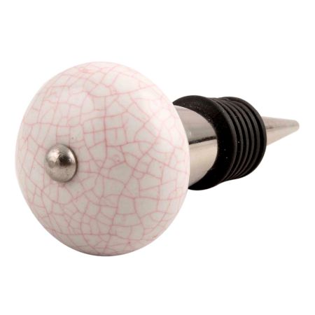 White And Pink Crackle Ceramic Wine Stopper